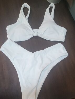 White Knot-Front Bikini Set - Women Swim Bikinis
